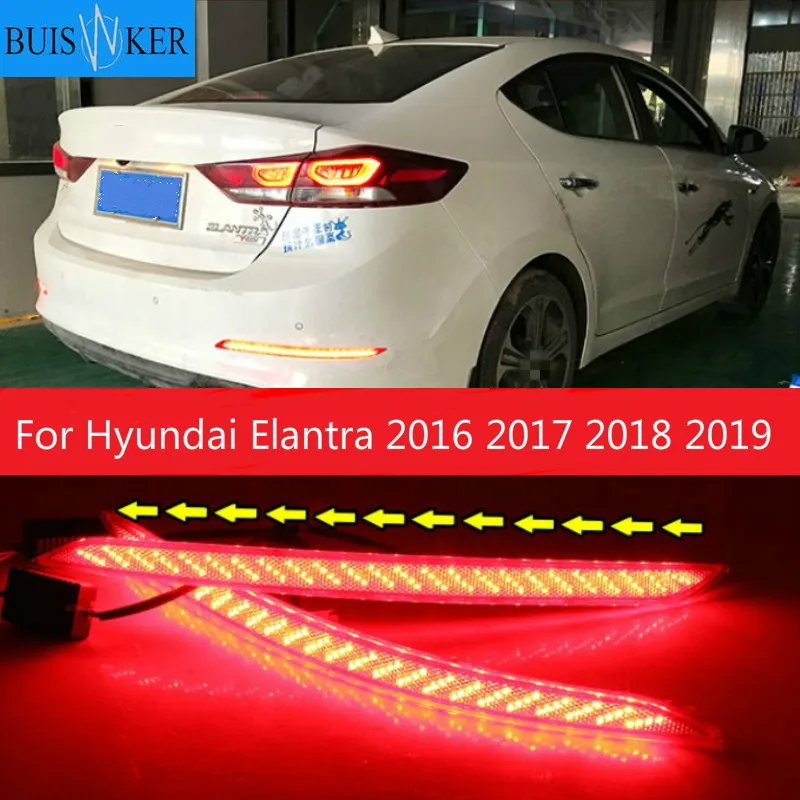 

2 шт. для Hyundai Elantra 2016 2017 2018 2019 светодиодный задний фонарь тормоза фонарь задняя противотуманная фара Предупреждение отражатель света