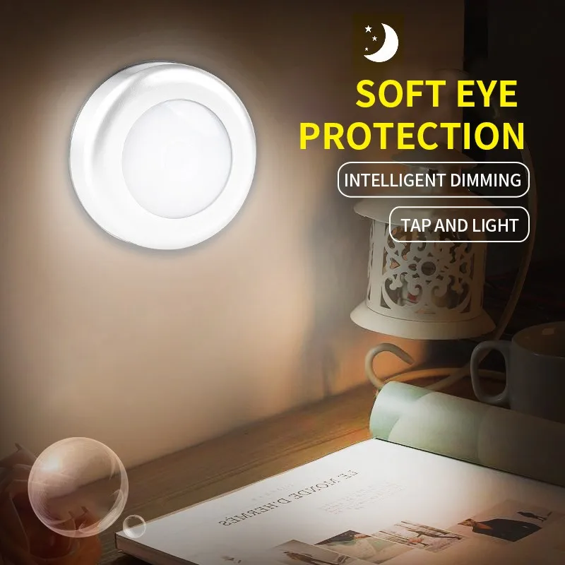 Интеллектуальный бесступенчатый Диммируемый 6 светодиодный светильник для шкафа, Ночной светильник для дома, настенный светильник с сенсорным переключателем