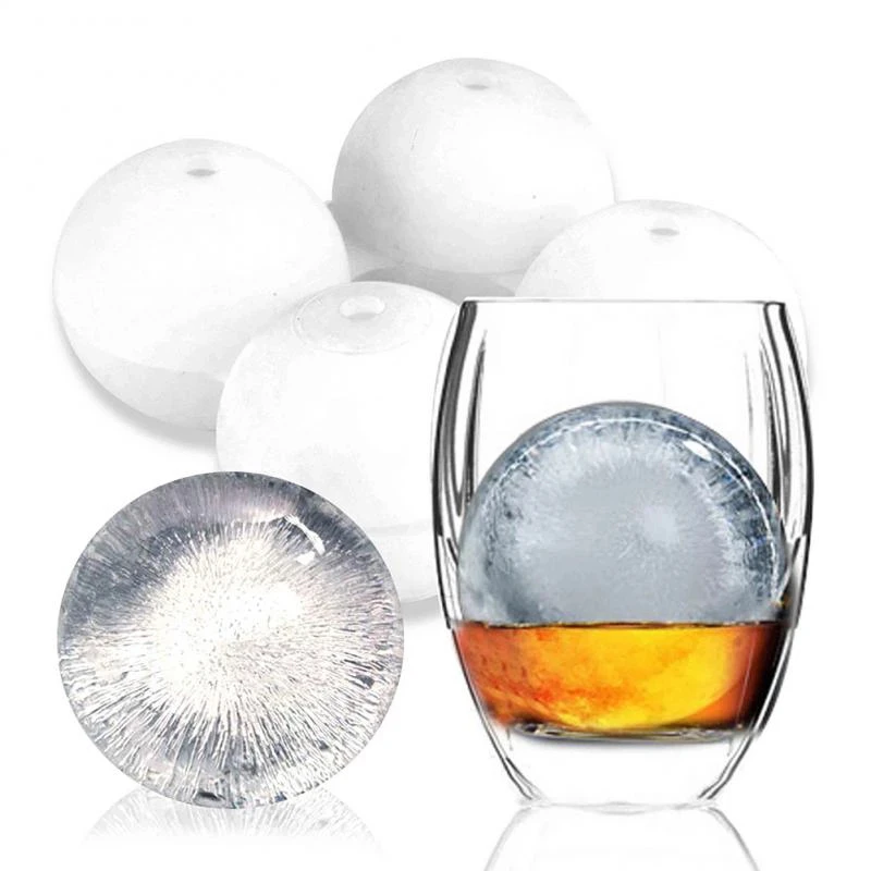 4 Cavity Bar Sphere Ice Cube Mould Mold Ball Freezer Maker Tray Whiskey DIY