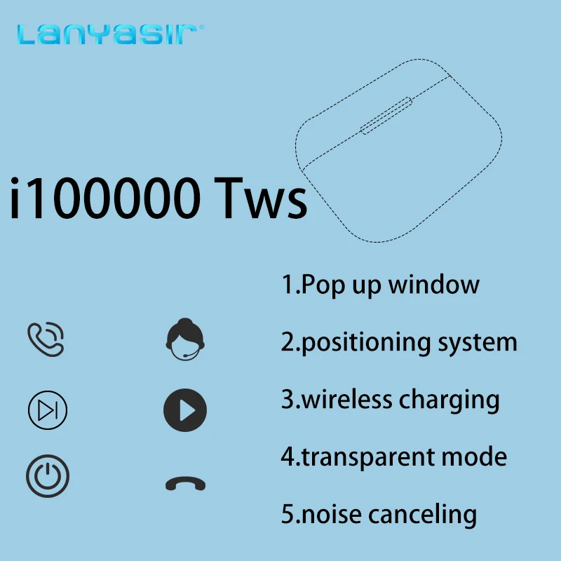 Lanyasir i100000 TWS pro 1:1 In-ear detection 1536u 1:1 Air2 Pop up PK H1chip i200 i500 i1000 i2000 i5000 i9000 tws i90000 tws