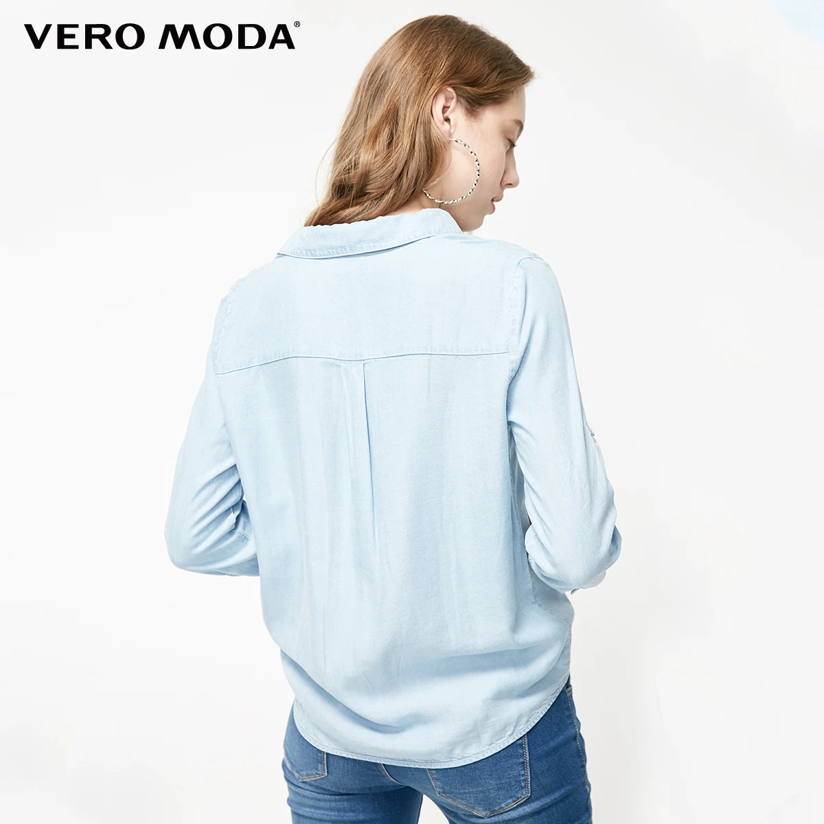  Vero Moda Women's OL Style Loose Fit Denim Blouse Shirt  319153505