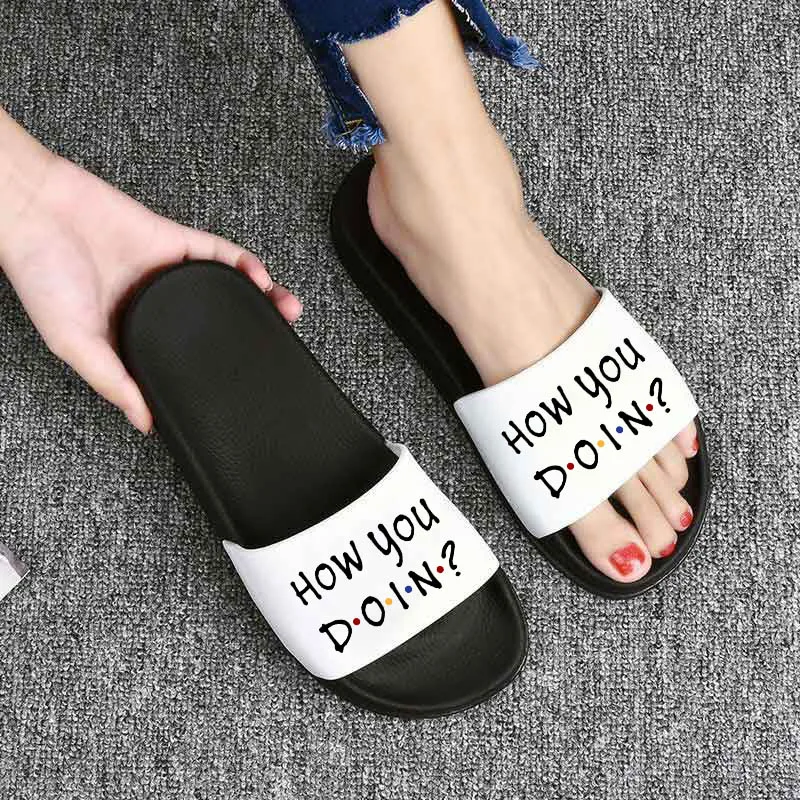 best House Slippers 2021 Women Slippers shoes Friends Tv Show Summer Beach Slide shoes for Woman Ladies Sandals Leisure Indoor Bathroom female Shoes house slippers leopard