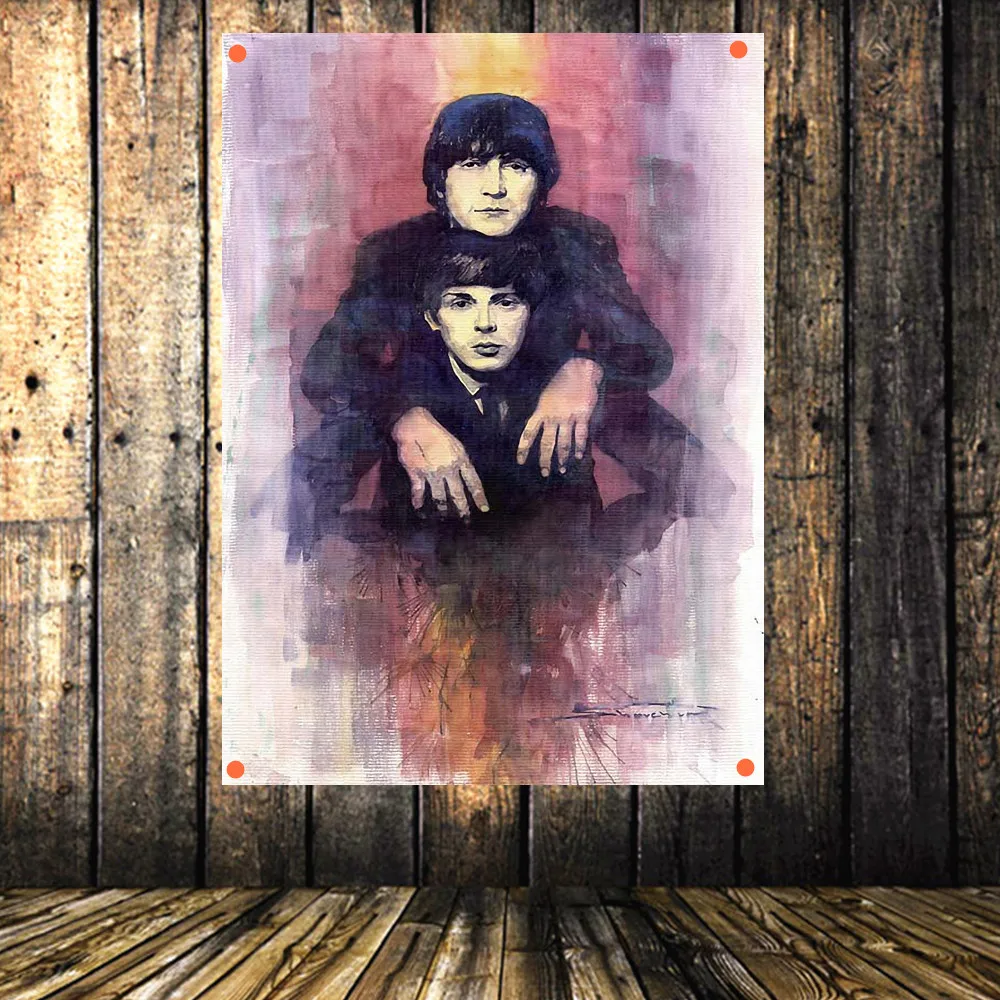 

Vintage Jazz Rock Band Lead Singer Flag Banner Antique Oil Painting American Country Music Tapestry Bar Cafe Home Decoration A2