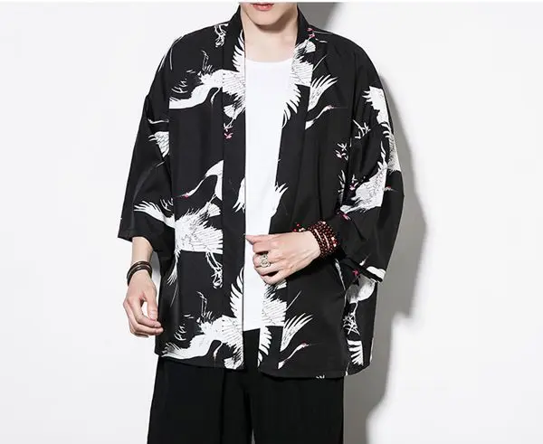 color-3 Халат крана японское кимоно yukata 3XL мужской свободный солнцезащитный кардиган 4XL китайский элемент Хан фу кимоно haori 5XL - Цвет: color-3