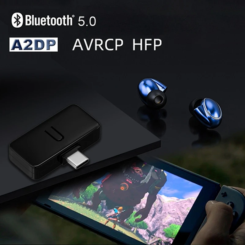 Беспроводной Bluetooth 4,2 стерео тип-c аудио передатчик адаптер приемопередатчика для nintendo Switch