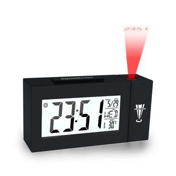 

Digital LCD Alarm Clock Time Projection Ceiling Display Snooze Desk Table Clock Temperature Thermometer USB Home Decor Hot