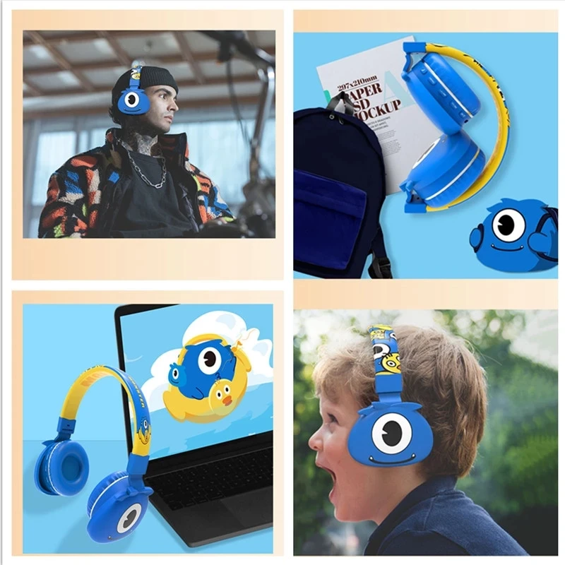 Fones de Ouvido sem Fio dos Monstros dos Desenhos Fone de Ouvido Dobrável com Fone de Ouvido Estéreo da Música do Mic Fones para o Telefone do Jogador de Bluetooth dos Presentes das Crianças do Menino Animados Dobrável Menino com do - Image 3