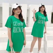 Платье большого размера, летняя футболка с коротким рукавом, платье в Корейском стиле, обхват живота по возрасту, обхват талии, юбка средней длины, 631