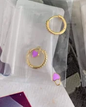 Pendientes de aro de Plata de Ley 925 Huggie para mujer, aretes geométricos de amor, Piercing de circonita, joyería de plata