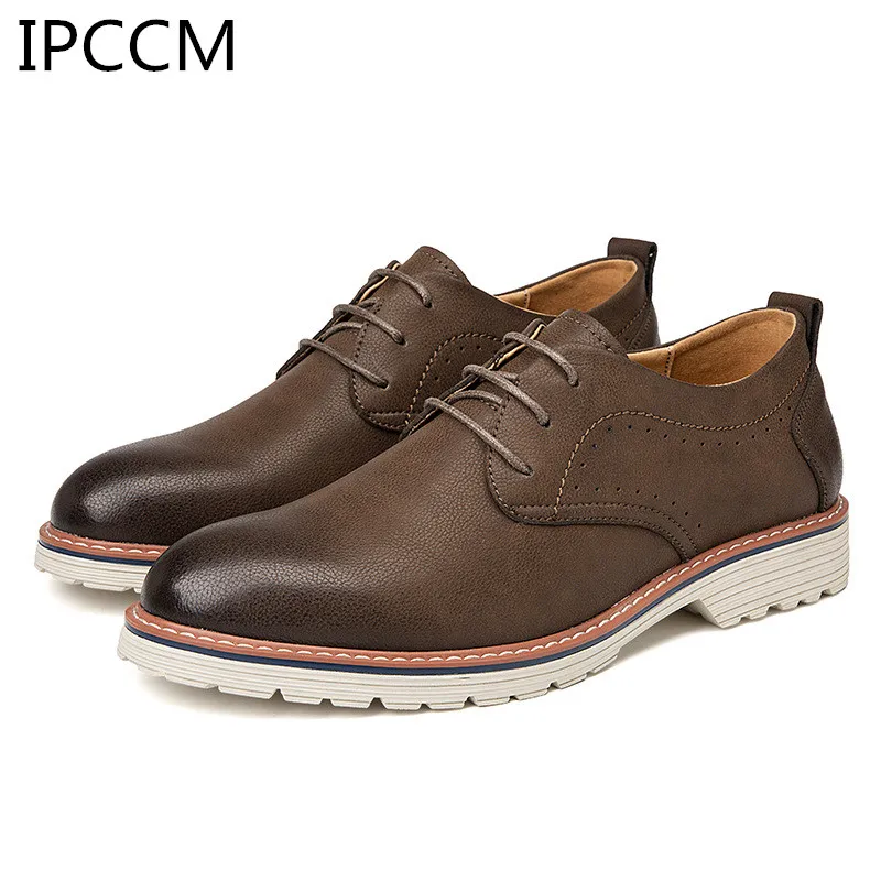 

IPCCM Spring And Autumn Trend Hot Men's Single Shoes Round Head Low To Help Casual British Fashion Wild Handsome Style