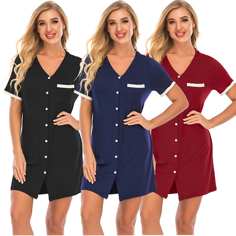 

Aamikast Summer Modal Homewear Thin Short Sleeve Nightdress Women Nightgown Sleepwear Sleep Wear Womens Clothing Sleep Wear