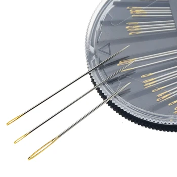 

30Pcs/Set 3colors Leather Hand Sewing Needles Gold Eye Needle Embroidery Tapestry Home Wool DIY Sewing Accessories Disc Mounted