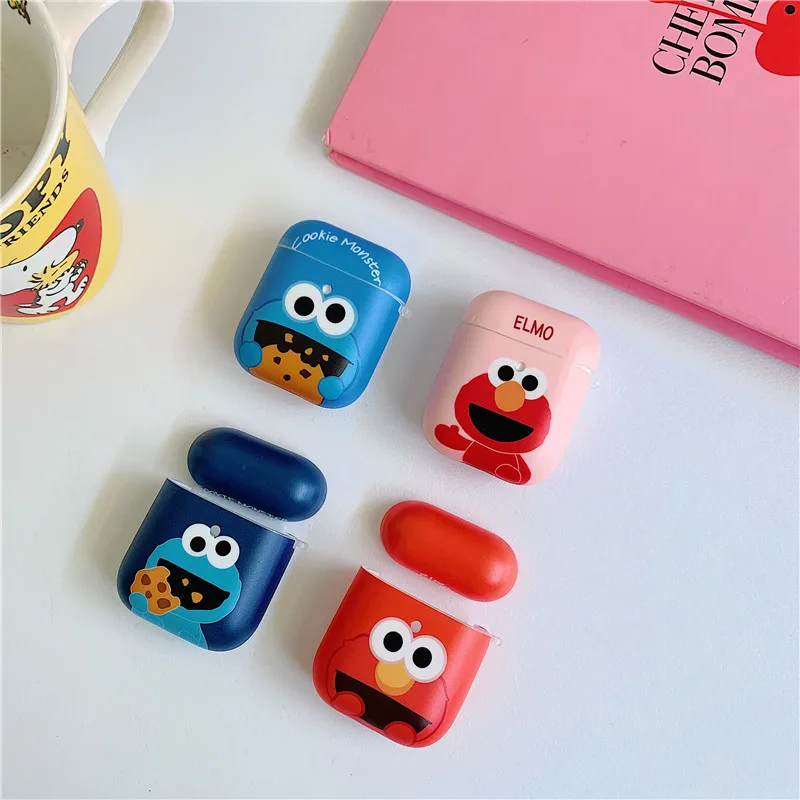 

Cute Cartoon Sesame Street Silicone Earphone Accessories Set Silicone Case For Airpods 1 2 Charging Wireless Bluetooth Bag Box