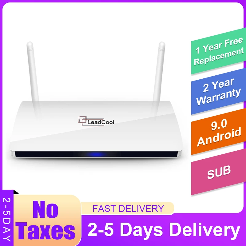 

4K Android 9.0 TV Box Leadcool SUB S905W Quad Core 64bit 100M LAN H.265 2.4G Wifi Smart TV Media Player Leadcool Android TV Box