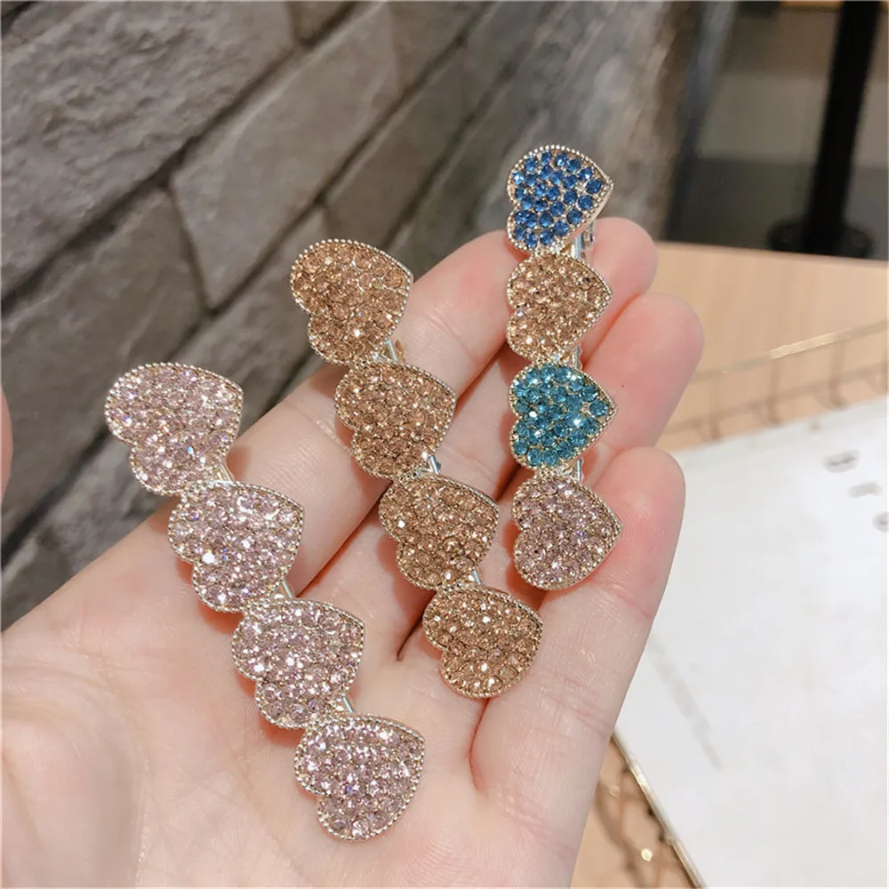

Adult Women Zircon Barrettes Hairpins Hair clips Heart Fashion Korean Lady Girl Head wear Accessories Wholesale Gifts Party