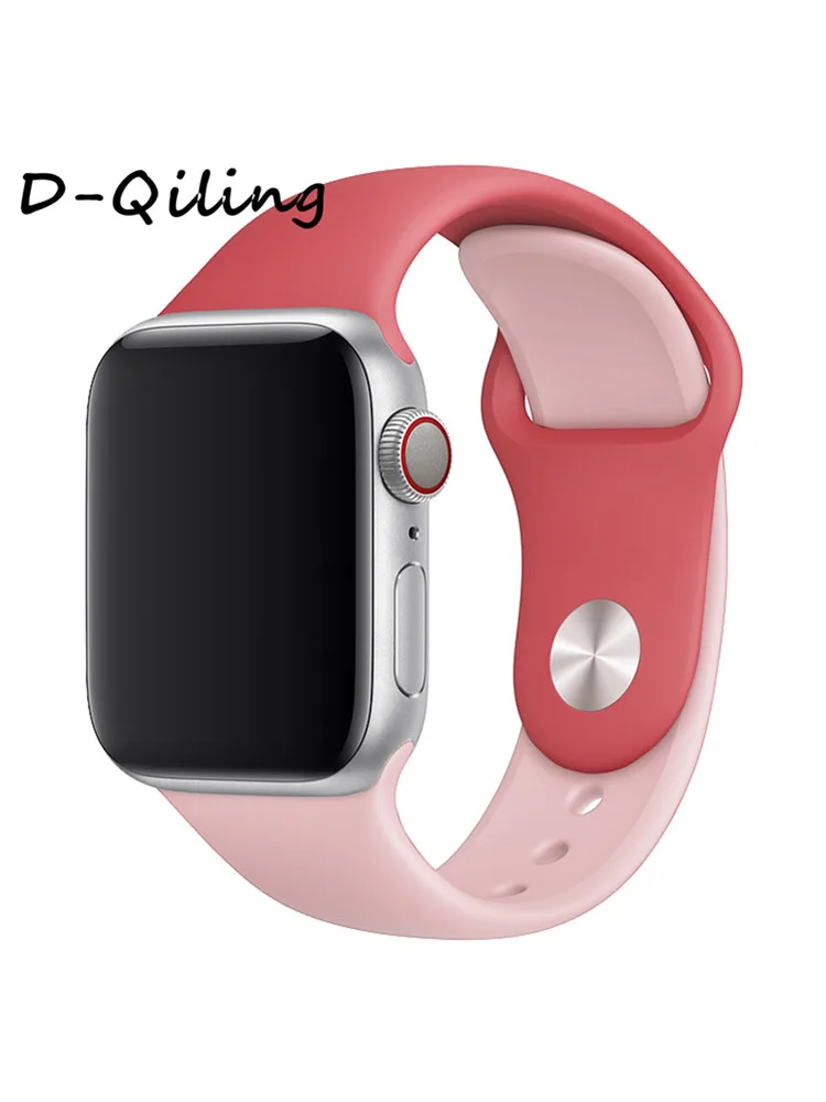 Красочный мягкий силиконовый ремешок для наручных часов Apple Watch Series 5/4/3/2/1 двухцветный браслет для часов 38 40 мм для наручных часов iWatch, версия ремешок 42 44 мм