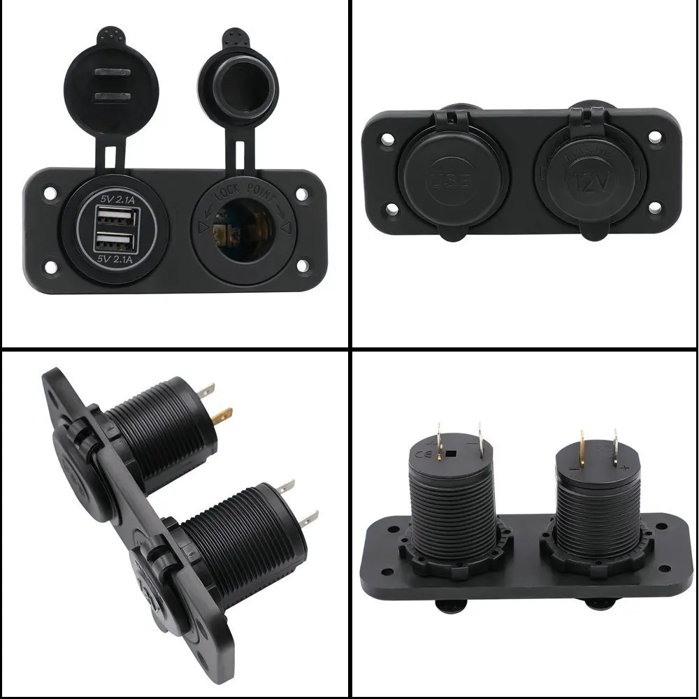 DIY автомобиль 4.2A двойной USB зарядное устройство розетка с светодиодный светильник и сигаретный светильник er разъем для автомобилей моторных домов яхты лодки и т. Д.(синий