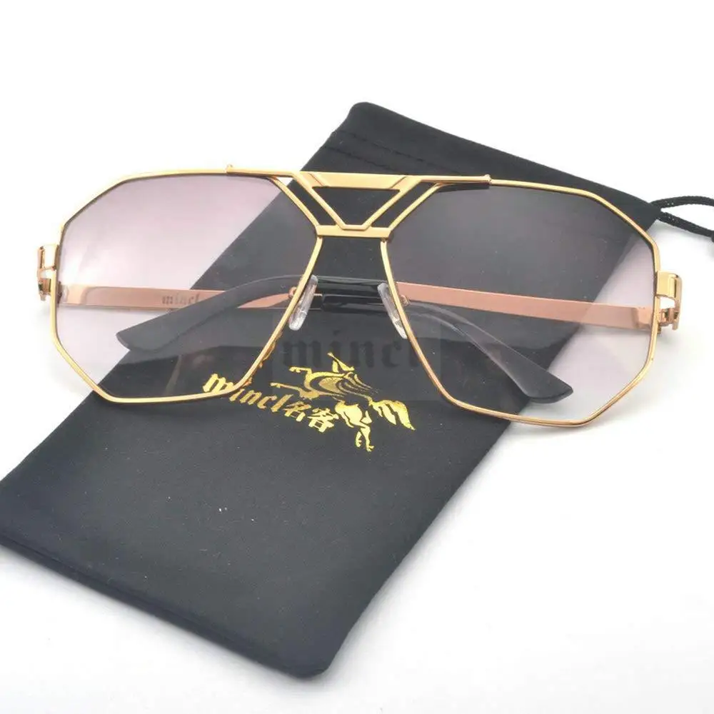 

MINCL/2019 new Men Rimless Titanium Frame Polarized Sunglasses Mirror square driving goggles With Case FML