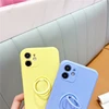 Soft Liquid Silicone Phone Case For iPhone 12 11 Pro XS Max 7 8 6 6S Plus X XR SE2022 Square Frame With Ring Holder Magnet Cover ► Photo 3/6