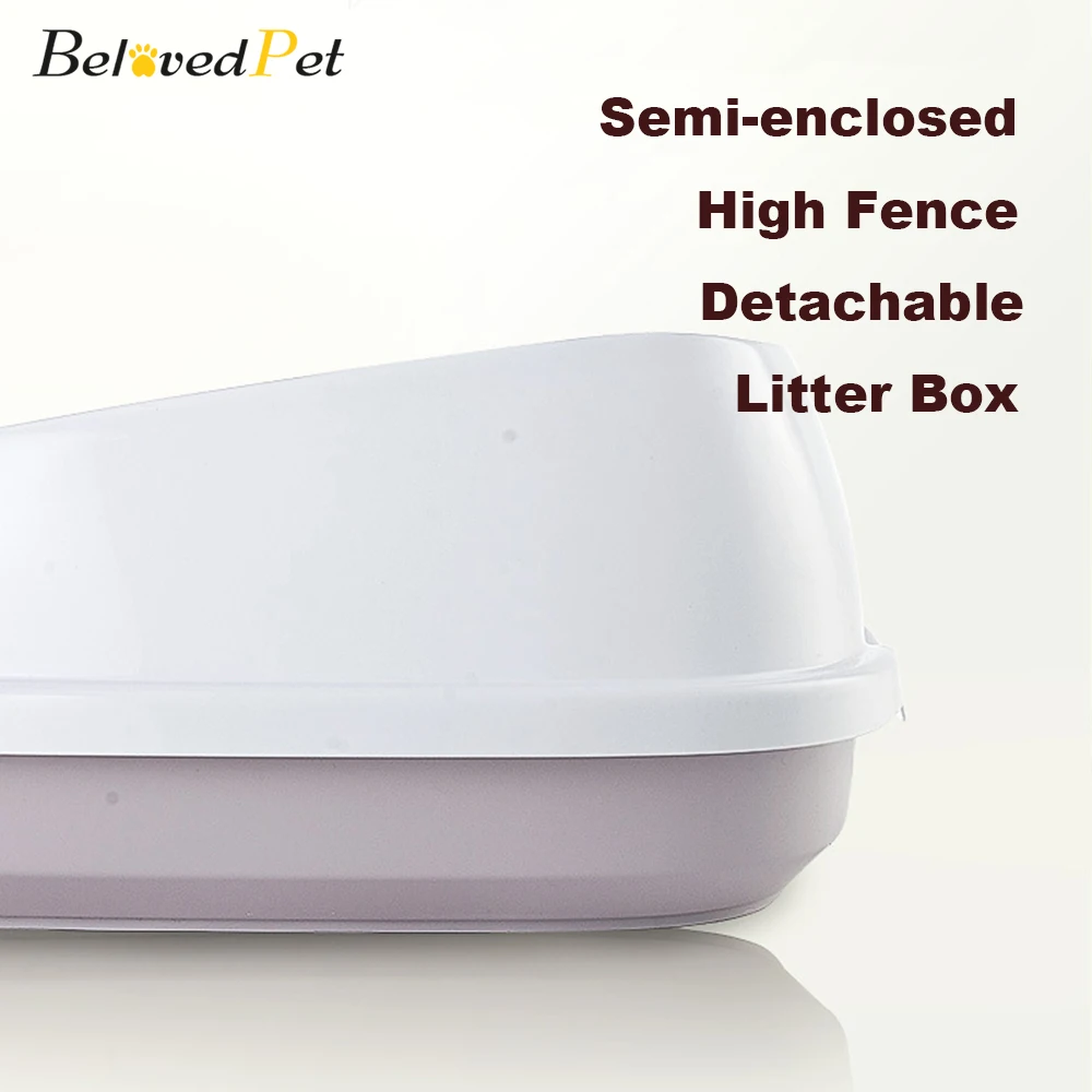 BelovedPet Pet Cat Semi-enclosed High Fence Detachable Litter Box(Add Cat Litter Shovel) Pet Toilet Cat Tray with Scoop Kitten BelovedPet Pet Cat Semi-enclosed High Fence Detachable Litter Box(Add Cat Litter Shovel) Pet Toilet Cat Tray with Scoop Kitten