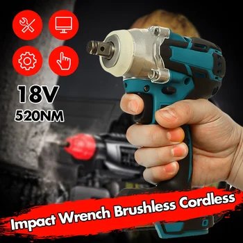 

Electric Rechargeable Brushless Impact Wrench 18V 520Nm Cordless 1/2 Socket Wrench Power Tool For Makita Battery