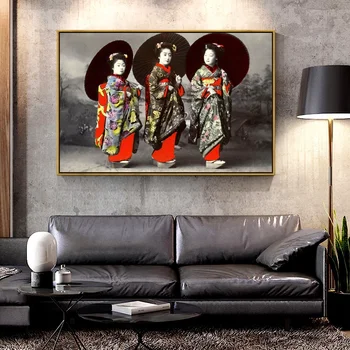 

Artcozy Geisha in Kimono Oil Canvas Painting for Home Decoration Wall Art Canvas Printings Figure Painting Spray Painting Single