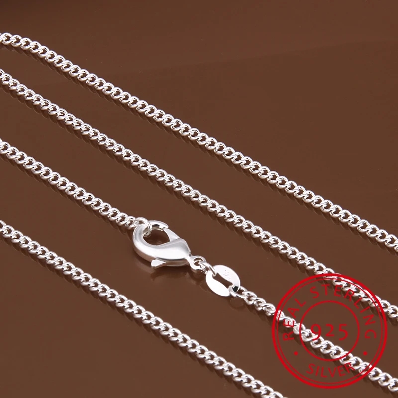 Cadena lateral De 2mm para mujer, De Plata De Ley 925 De 16 , 18, 20 , 22 y 24 , collares con colgantes, collar De plata