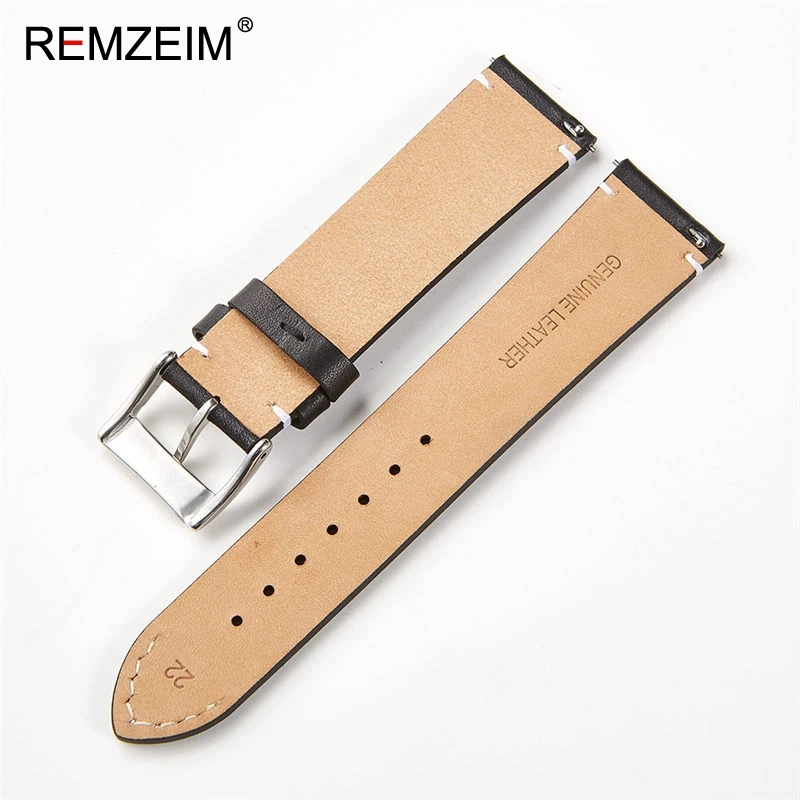 Premium Calfskin Leather Quick Release Watchband Strap - Elegant Wrist Accessory