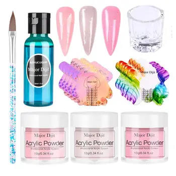 

Nail Art Powder Set 3 Crystal Glitter Powder 30ml Transparent Crystal Liquid 10 Nail Extension Paper Tray 3D Nail Art Gel Decor