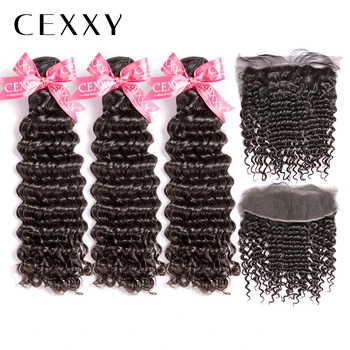 

OneCut Hair Deep Wave 8-32 Inch P Indian Virgin Hair Natural Color Bundles With Frontal Curly Human Hair Weave Bundles