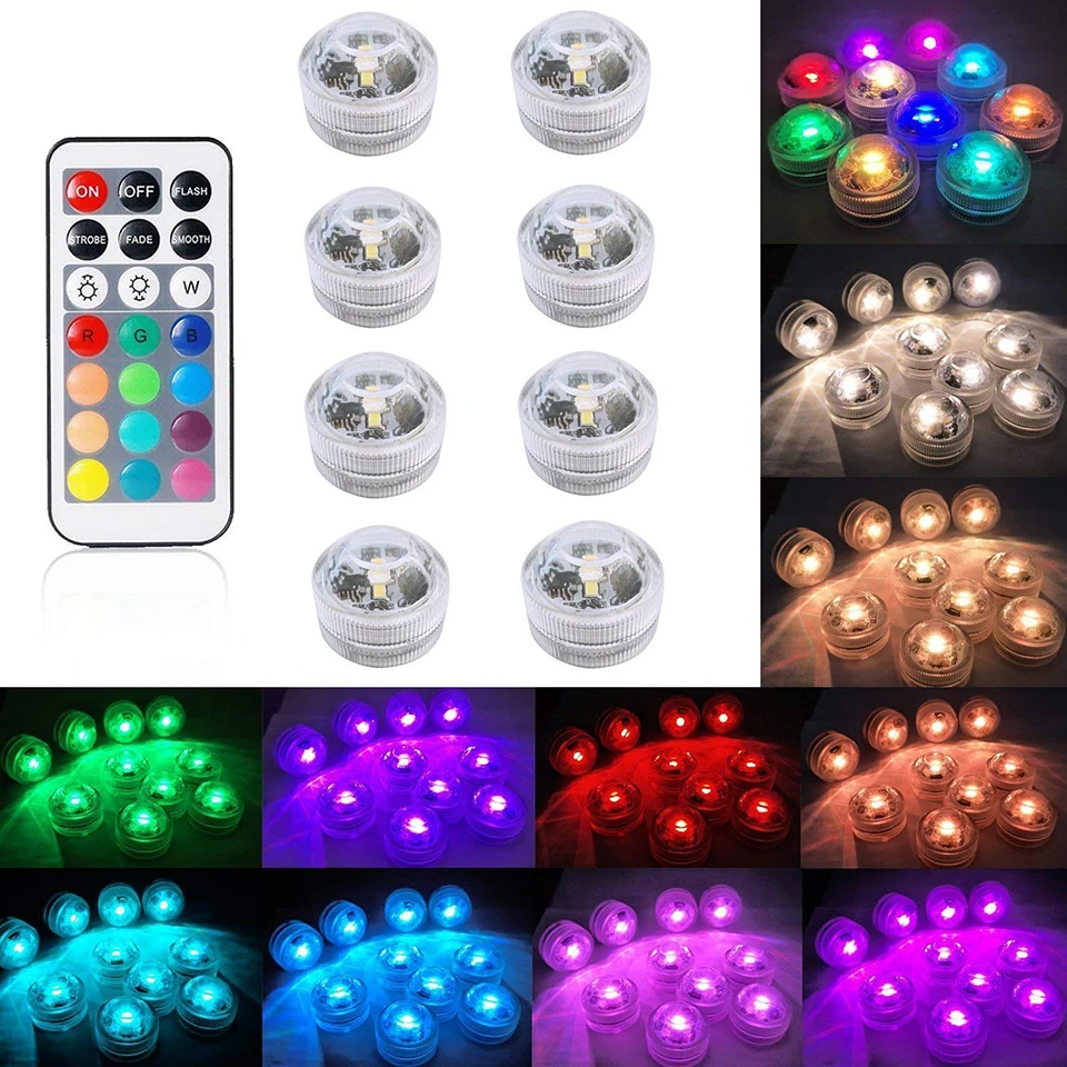 IP68 Waterproof RGB Submersible Light Battery Operated Underwater Night Lamp For Fish Tank Pond Swimming Pool Wedding Party underwater led strip lights