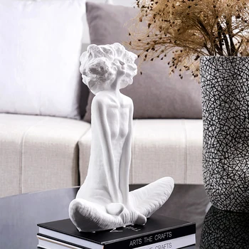 

Modern Sitting Woman Ceramic Figure Home Lving Room Model Room Sales Office Furnishings Art Decorations Soft Decoration Crafts