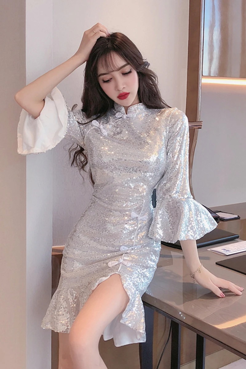 Сексуальное китайское платье, женское платье с коротким рукавом, qipao, воротник-стойка, вечернее платье для вечеринки, Клубное платье, сексапильное qipao, cheongsam vestidos