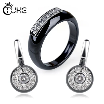 

Stud Earrings Rings Bridal Wedding Jewelry Sets For Women Healthy Ceramic Rings Earrings Jewelry Sets Gift