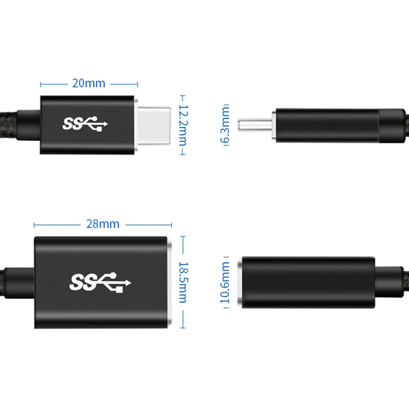 Usb-C Otg кабель type-C штекер к Usb 3,0 Женский металлический конвертер для samsung S10 S9 MacBook Xiaomi Mi8 huawei Usb3.0 к type-C Otg