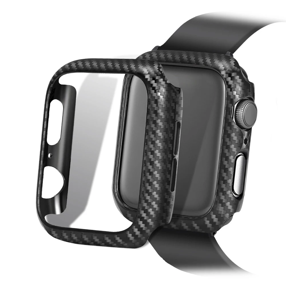 Экран Защитный чехол для Apple Watch 4 5 3 наручных часов iwatch, 44, 42 мм, версия 40 38 мм и нержавеющая сталь металлический корпус Рама углеродного Защитный чехол Чехлы бампер аксессуары для часов
