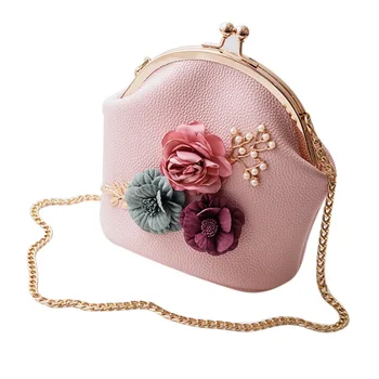 

NEW-Women Fashion Stereo Flowers Shoulder Bag Ladies Small Vintage Tote Bag Purse Chain Handbag Messenger Bag Clutch Bag for Gir