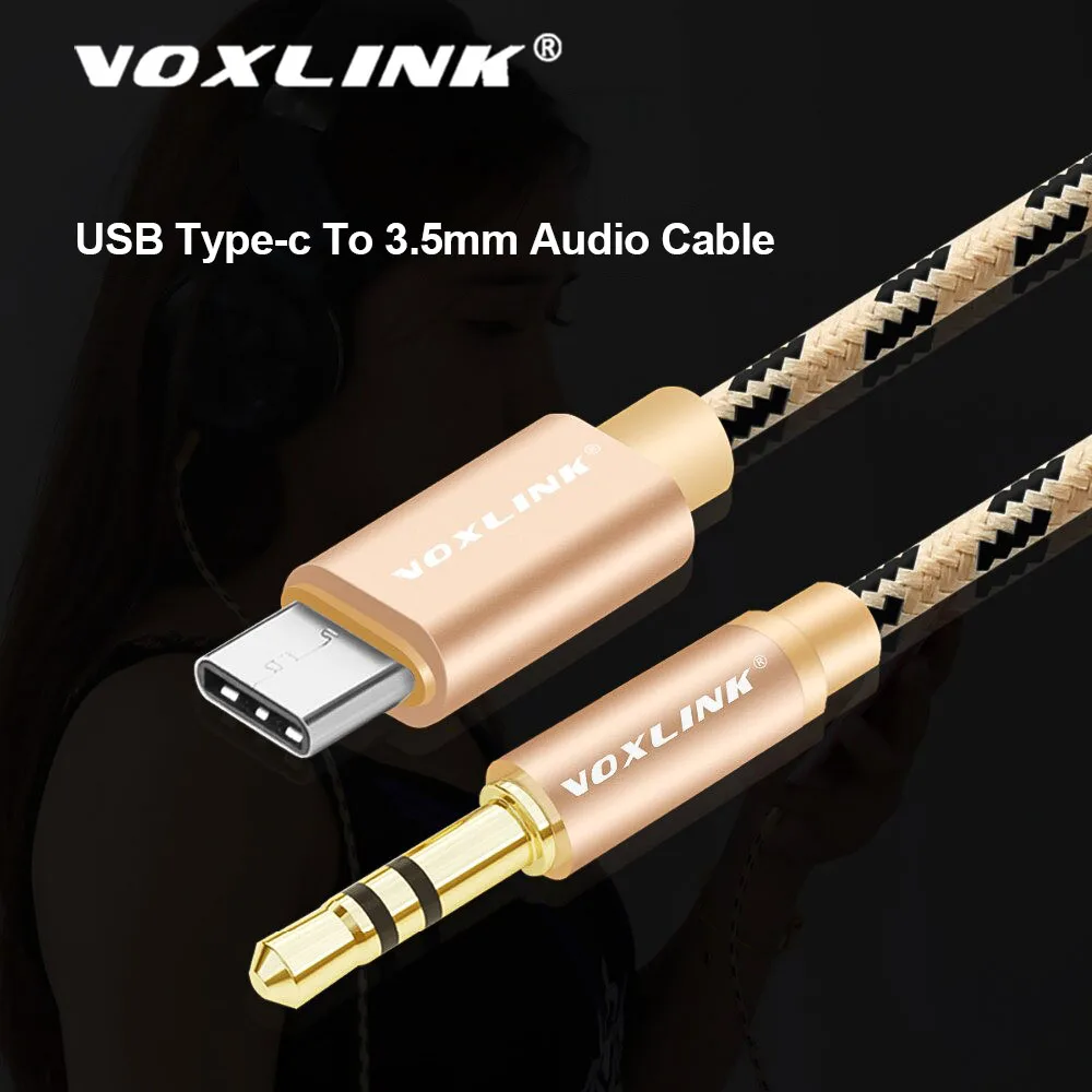 

VOXLINK USB Type-C to 3.5mm Car AUX Cable USB-C Type C to Headphone Speaker Audio Cable Adapter For Nexus 6P/5X Xiaomi mi8 Letv