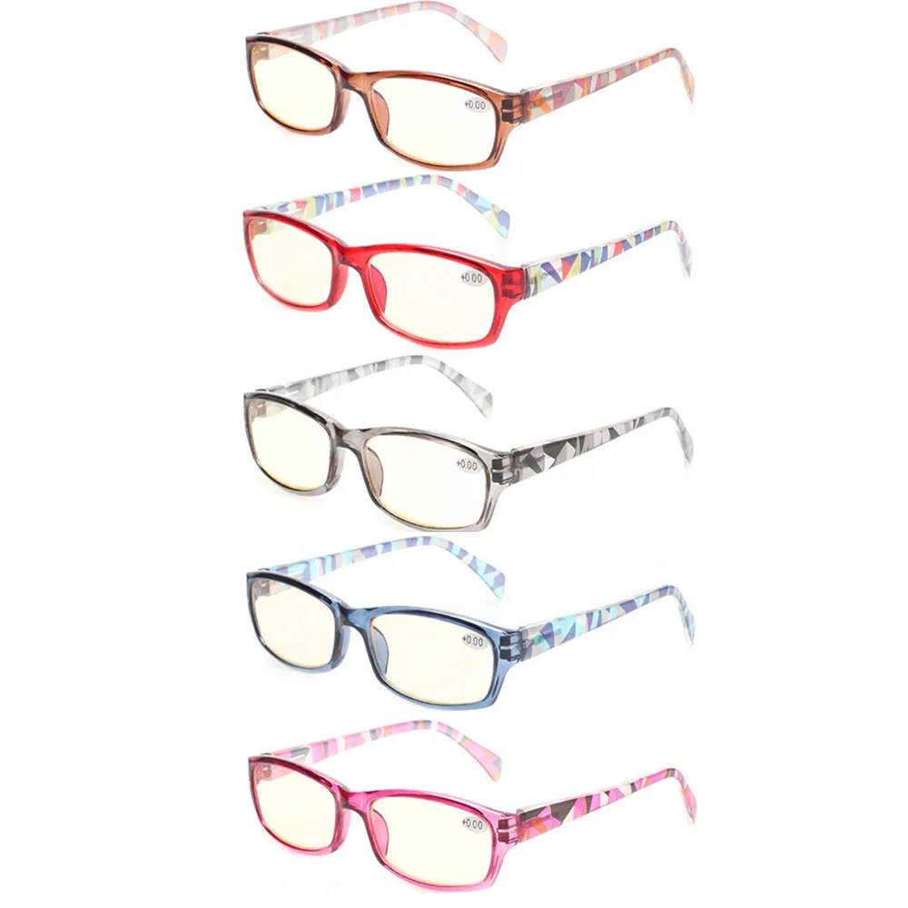 

Anti Blue Rays Pattern Reading Glasses for Women Spring Hinges Rectangular Eyeglasses Frames 100% UV400 Protection Readers