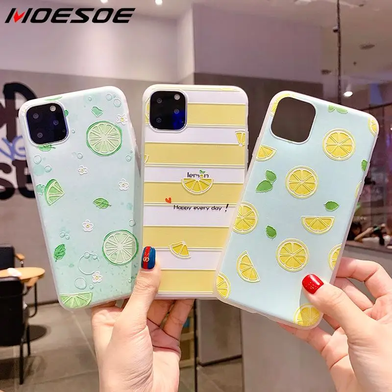 

For iPhone 11 Pro Max 2019 Xs XR 7 8 6s Plus 3D Matte Soft Silicone Phone Case Cover For iPhone 11 Pro Max Cute Fruit Clear Case