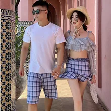 Купальник для серфинга, купальный костюм для девочек, женский бикини,, купальник, пуш-ап, Женский раздельный Комплект из трех предметов, одно слово, плечо, длинный