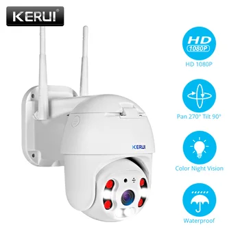 

KERUI Outdoor Waterproof Wireless 1080P 2MP 4X PTZ WiFi IP Camera Speed Dome Camera CCTV Surveillance With 3 meter Power adapter