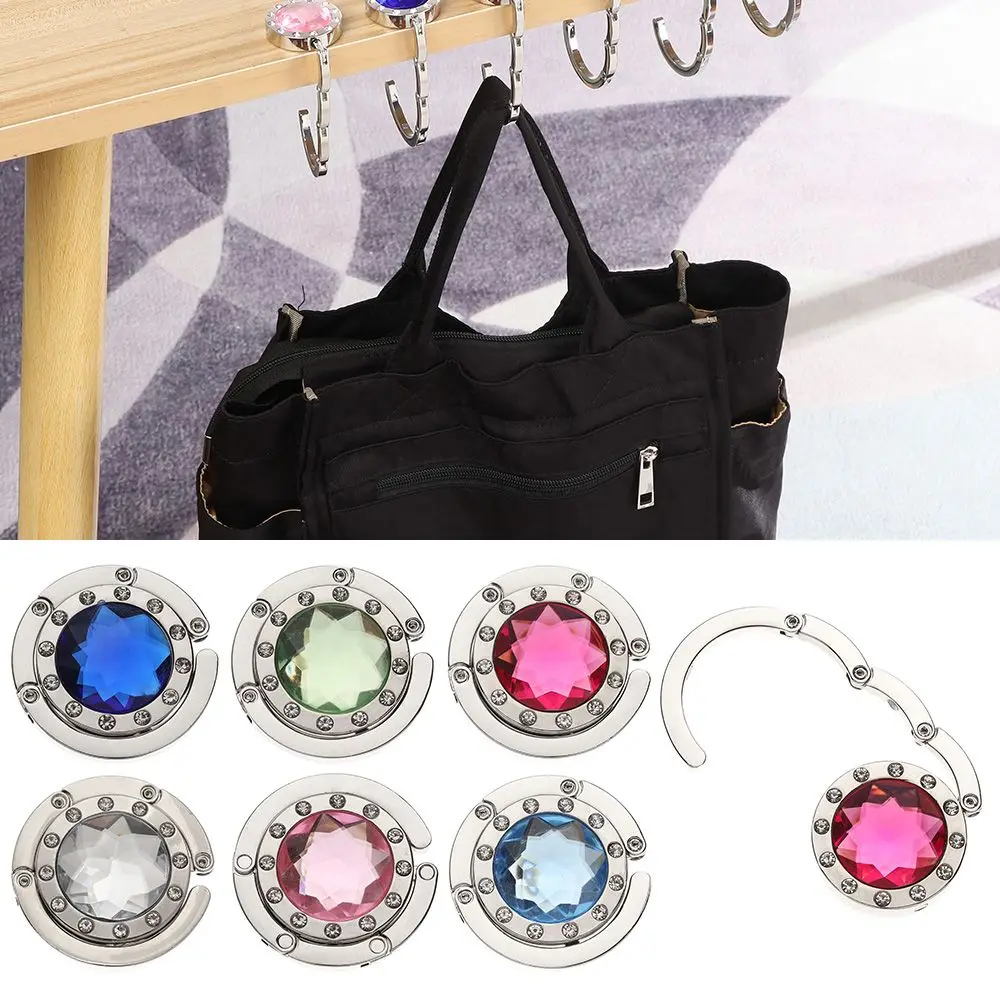 Portable Metal Foldable Bag Purse Hook Handbag Hanger Diamond Folding