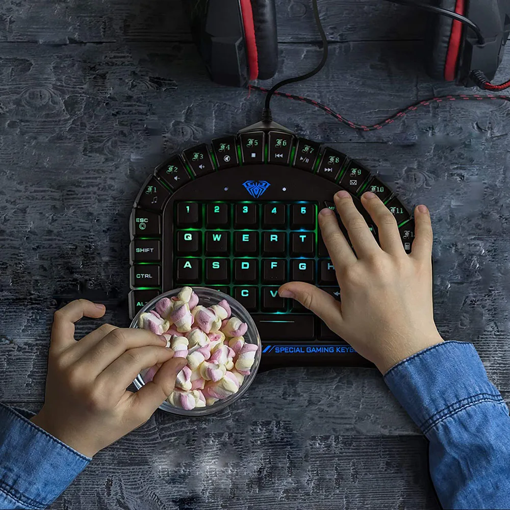 AULA 30 Progammable Keyboard профессиональная клавиатура с RGB подсветкой для игр одной руки со