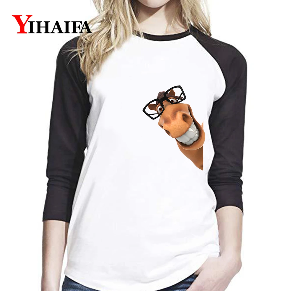 

Tee Shirts Woman Spring Harajuku Animal Giraffe Graphic T-shirt Funny Women Long Sleeve T-shirts Casual Tops gothic Camisas