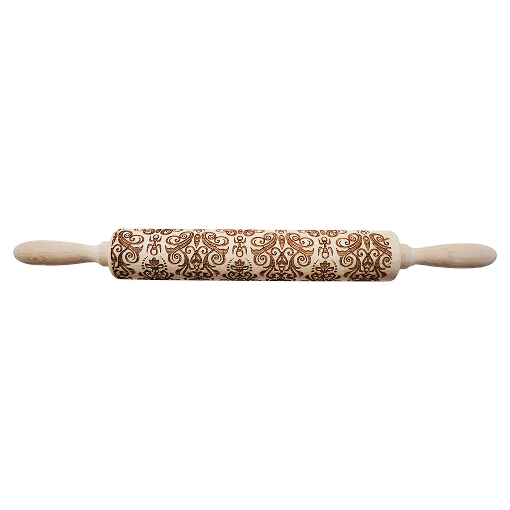 Christmas Rolling Pins Rock Wooden Rolling Embossing Baking Cookies Biscuit Fondant Cake Patterned Roller patterned rolling pin