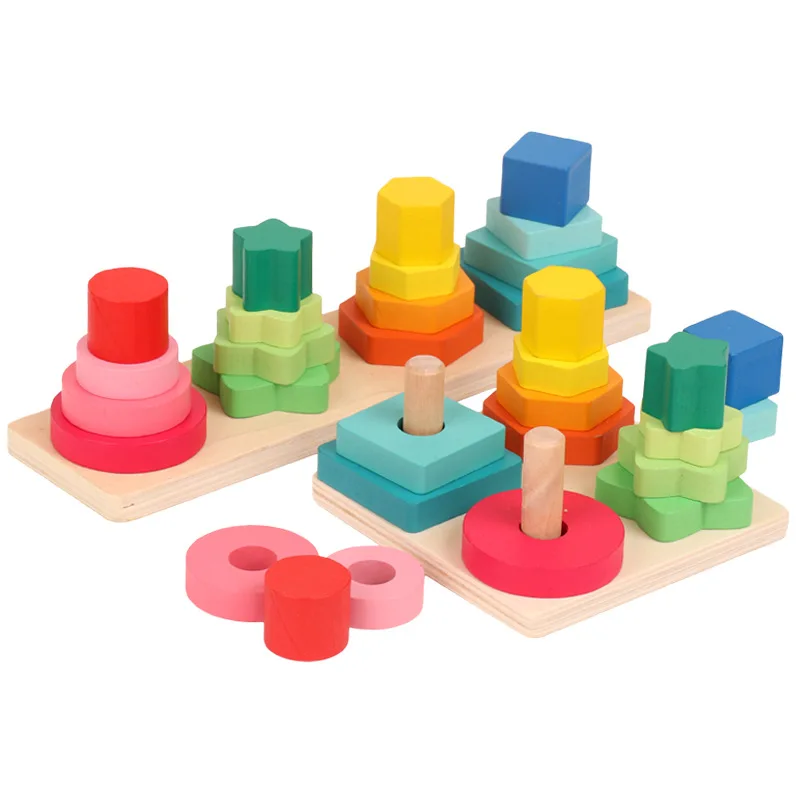

Children Shape Matching Case Column Toy Matching Building Blocks Case Circle Four Case Column Color Shape Cognitive Early Educat