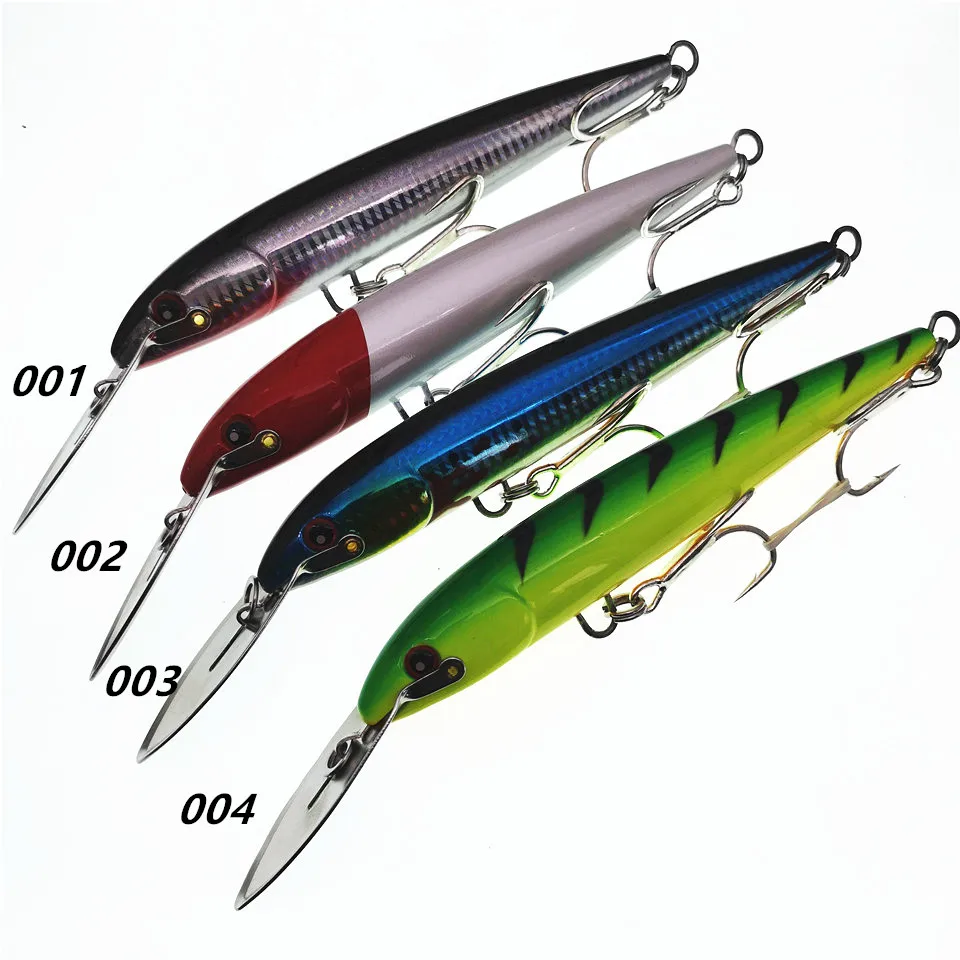 Isca de Pesca Noeby Lote Língua Grande Minnow Isca 64.7g 185mm 76g 225mm Cores 3d Olhos Artificial Dura 4 Pçs - 2 Cheap Iscas artificiais