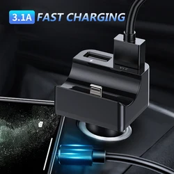 Chargeur de casque de voiture charge automatique double Usb 3.1A adaptateur Bluetooth de voiture boîte Airpods charge rapide 12 v/24 v pour Iphone Huawei Xiaomi 