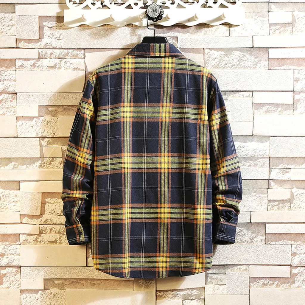 New fashion Mens Winter Long Sleeve Button Turndown Collar Casual Top Blouse Shirts Plus Size men hip hop pullovers